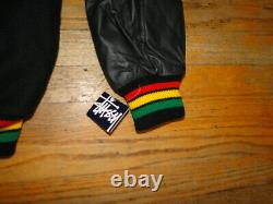 Vintage STUSSY varsity jacket 90s hip hop shirt rap letterman Dead stock Sz. L