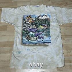 Vintage Summer 1995 Grateful Dead LL Rain Liquid Blue Shirt L Tie Dye Beige READ
