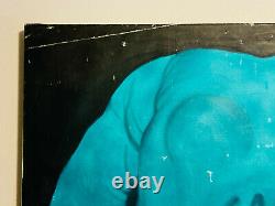Vtg 1960's James Ealey prison painting Nude Dead Body over Cemetery 33x24
