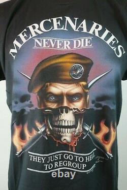 Vtg 1988 Mercenaries Never Die T-shirt XL NEW Dead Stock Military Marines Grunt