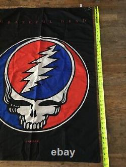 Vtg 1990s Grateful Dead Lightning Skull Satin Banner 1994 GDM Wall Hanging Flag