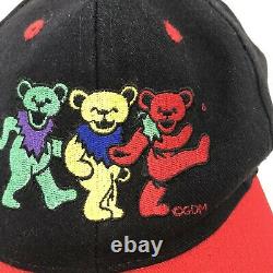 Vtg 3 Dancing Bears Grateful Dead Red/Black Baseball Snapback Hat Cap KC Brand