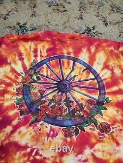Vtg 80's Grateful Dead Bertha Skeleton Wheel Tye Die Shirt Large Single Stitch