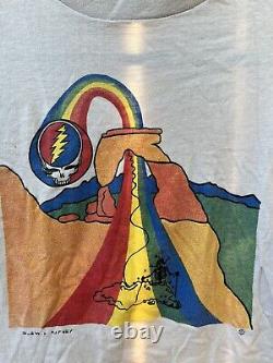 Vtg 80s 1983 Grateful Dead RED ROCKS T Shirt S XS 100% Cotton Rainbow Skull EYE