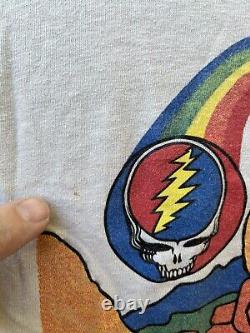 Vtg 80s 1983 Grateful Dead RED ROCKS T Shirt S XS 100% Cotton Rainbow Skull EYE