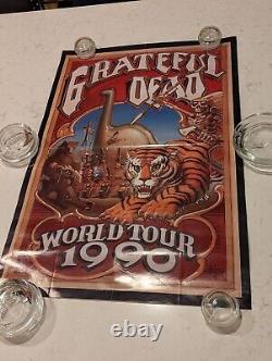 Vtg GRATEFUL DEAD Poster WORLD TOUR 1990 Rick Griffin Without A Net Circus