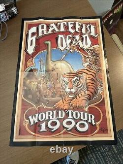 Vtg GRATEFUL DEAD Poster WORLD TOUR 1990 Without A Net