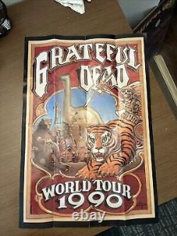 Vtg GRATEFUL DEAD Poster WORLD TOUR 1990 Without A Net