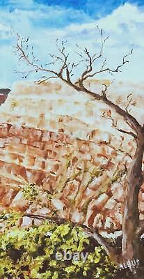 Western Grand Canon Arizona Vintage Original Folk Art Painting Dead Tree Albut